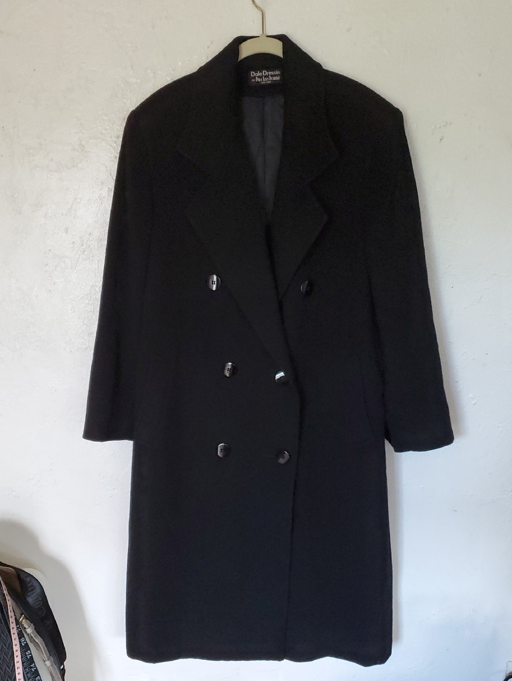 Loro Piana Womans Double Breasted Black Cashmere/Wool Trench Coat